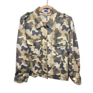 OLD NAVY Camo Utility Jacket Womens XXL Button Front Military Field Army Pockets